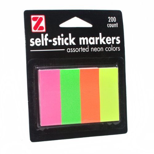 Advantus Self-Stick Tab Markers  2 x 3/4 Inches  4 Pads of 50 Sheets Each  4 Ass