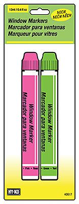 Hy-ko prod co window markers, neon pink &amp; green, 2-pk. for sale