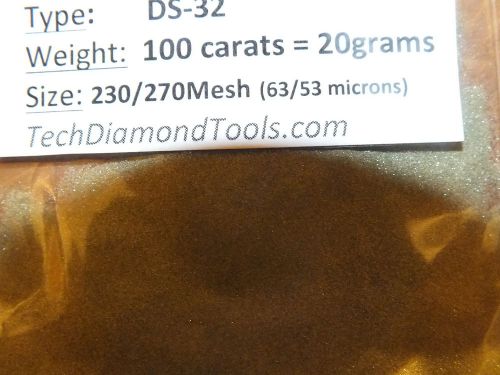 Synthetic Diamond Powder Lapidary 230/270Mesh (230grit)weight-100 carats=20 gram