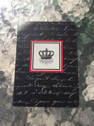 Michaels black &amp; white lined journal script crown 5x7&#034; heavy hardcover chipboard for sale