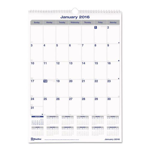 Blueline year 2016 wall calendar chipboard large monthly office daily yearly for sale
