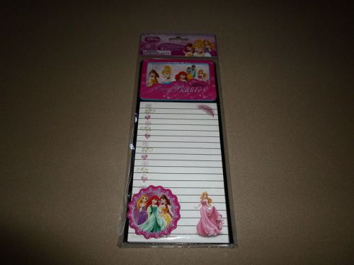 Disney Princess Magnetic Lined Memo Pad &amp; Magnet Set~ 8&#034; X 3 1/4&#034;~NEW IN PACKAGE