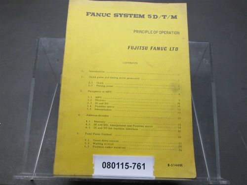 Fanuc System 5D/T/M Principles Of Operation Manual B-51460E