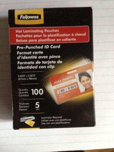 NEW Fellowes Hot Laminating Pouches, Business Card Size, 5 mil, 100 Pack SEALED