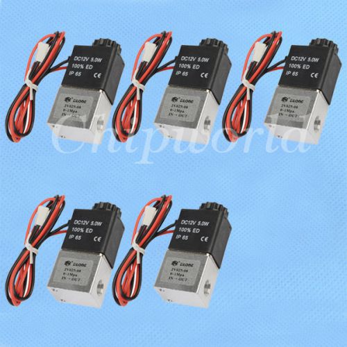5X 12V 1/8&#034; Inch Normally Closed Electric Gas Water Air Solenoid Valve (Plastic)