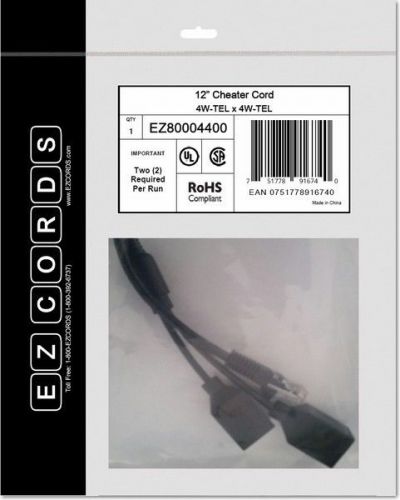 Ezcords ezc-ez80004400 cheater cord 4w-tel x 4w-tel 12&#034; for sale
