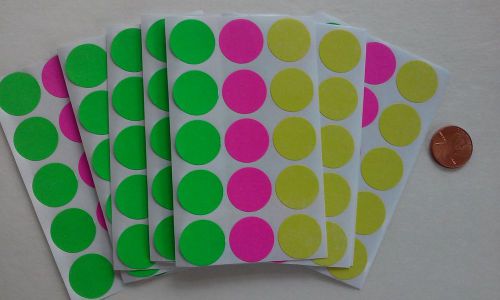 (105) 3/4 Color Coding Labels NEON Green, Pink, Yellow, Dot Stickers Inventory