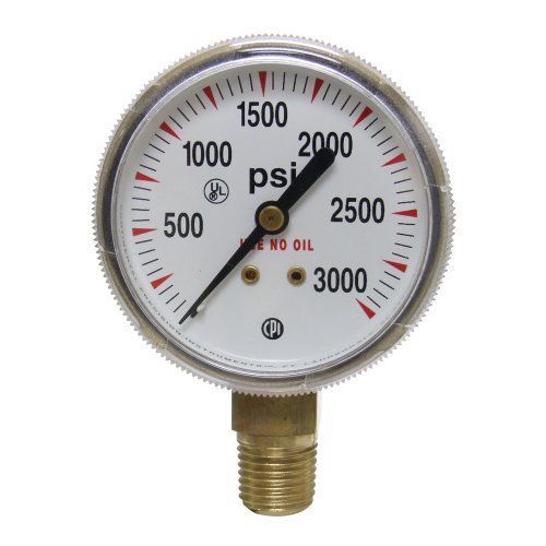 Uniweld g3s gauge with 0-3000 psi and 1/4-inch npt bottom mount gold steel case, for sale