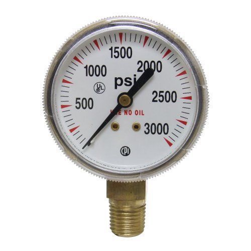 Uniweld G3S Gauge with 0-3000 PSI and 1/4-Inch NPT Bottom Mount Gold Steel Case,
