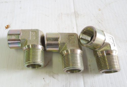 Aeroquip hydraulic fitting 3/4 npt x 1/2 npt street ell. 2089-12-8s lot of 3 for sale