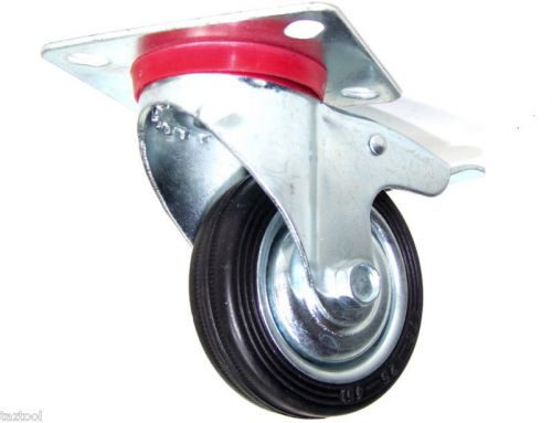 (4) new 3&#034; caster wheels with base and  wheel with brakes  swivel rubber for sale