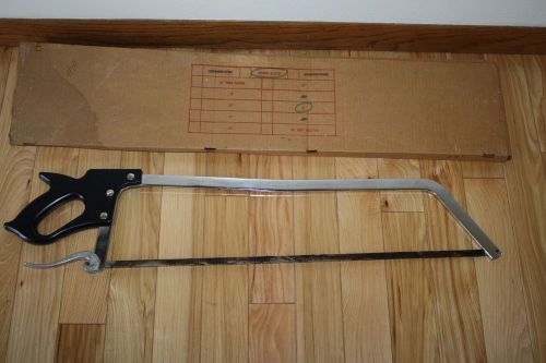 Vintage 27&#034; Blade Hand Held Meat Saw Chrome Plated HABAN Cut Thru Bone And Meat