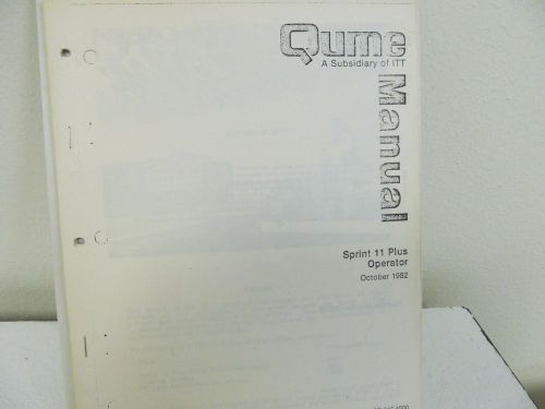 Qume Connection Sprint 11 Plus Operator Operating Manual