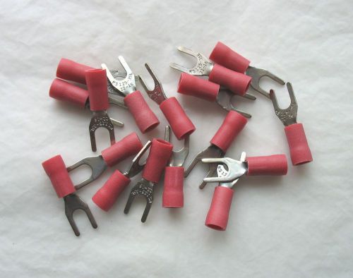 Lot (17) KS 1.25-3.5L Red Insulated Electrical Fork Crimp Terminals 22-16 AWG