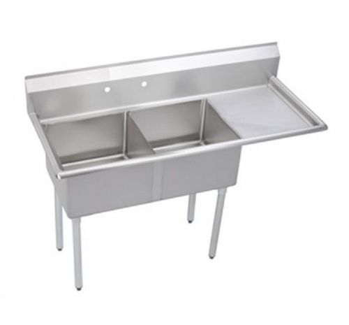 Sapphire SMS-2-2424R, 24x24-Inch 2-Compartment Stainless Steel Sink with Right D