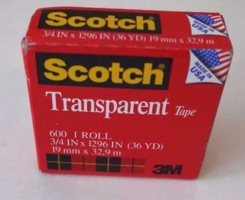 Scotch Transparent Tape - 3/4&#034; Width x 36 yd Length - 1&#034; Core 1/Roll Clear