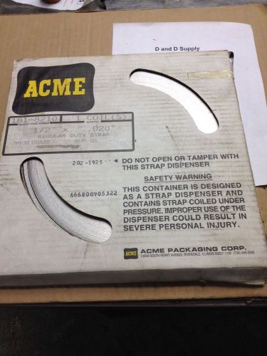 ACME Type 302,  Stainless Steel Banding, Strapping, 1/2&#034; x .020&#034; x 300&#039; Coil