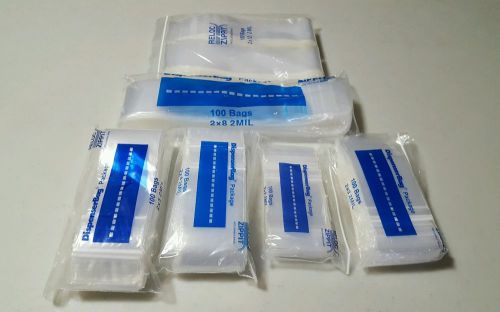 6 Assorted Sizes 100 Each ZipLock Bags Clear All 2&#034; Wide 2mil Zip Lock 600 pcs