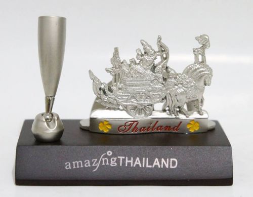 Amazing Thailand Pen Standing with Aluminum Bas Relief of Rama Shooting an Arrow