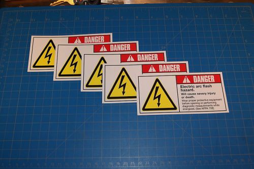 Electrical Safety Sign: Electric Arc Flash Danger Signage 2.5&#034; X 5.25&#034; New Qty:5