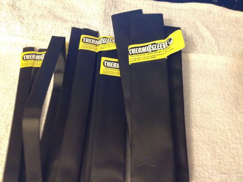 Lot of nos thermosleeve black polyolefin heat shrink tubing, 4 sizes 4 feet ea for sale