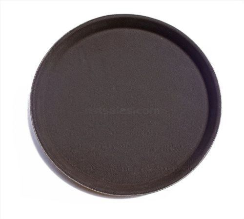 New Star 25361 NSF Plastic Round Rubber Lined Non-Slip Tray 18-Inch Brown