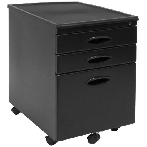 Black 3-drawer locking mobile filing cabinet with casters for sale