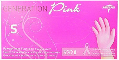 Medline Generation Pink 3G Synthetic Exam Gloves, Small, 100 Count
