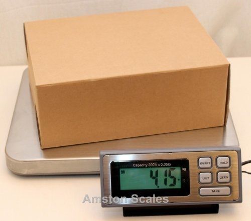 200 lb x 0.05 lb digital postal postage shipping scale stainless steel platform for sale