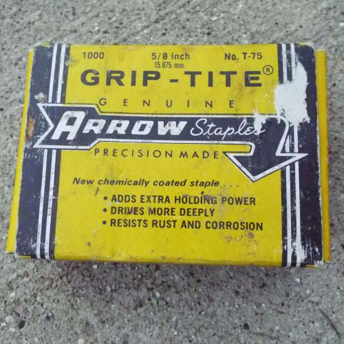 Arrow fastener grip-tite staples 5/8 inch 15.875mm t-75 one full box for sale