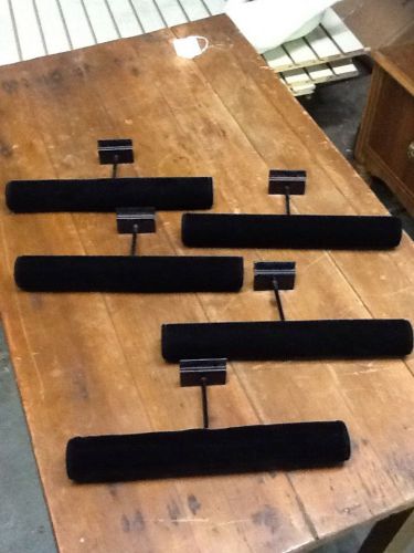 SLATWALL SINGLE BAR JEWELRY DISPLAYS 12&#034; BLACK VELVET - LOT OF 5