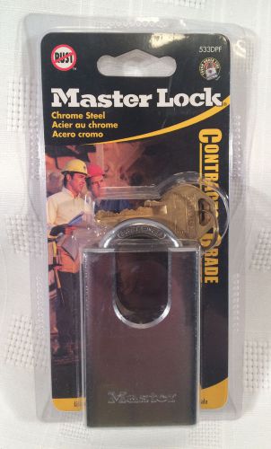 Master Lock 533DPF Padlock Chrome Plated, Solid Steel, Contactor Grade W/ 2 Keys