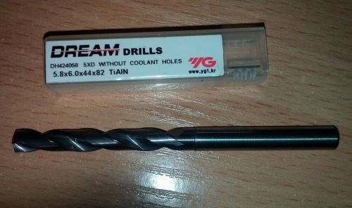 YG1, DREAM DRILLS 5,8mm, DH424058 5xD, without coolant holes pack(1PCS)