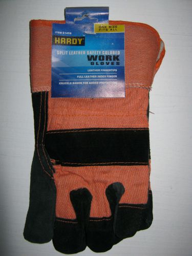Hardy Split Leather Safety Work Gloves One Size Fits All NEW