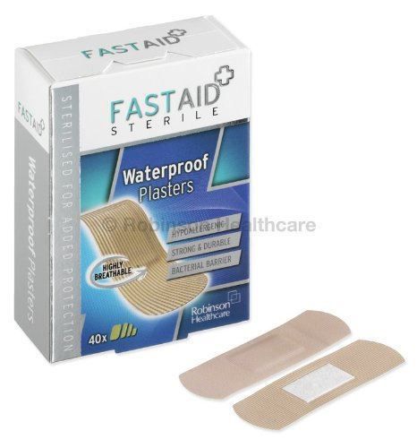 Fast Aid Waterproof Plasters - Pack of 40 Assorted x 2 Packs