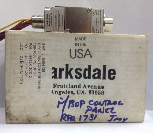 Barksdale flame proof pressure switch, model 9692x-2cc-2, 150-1000 psi for sale