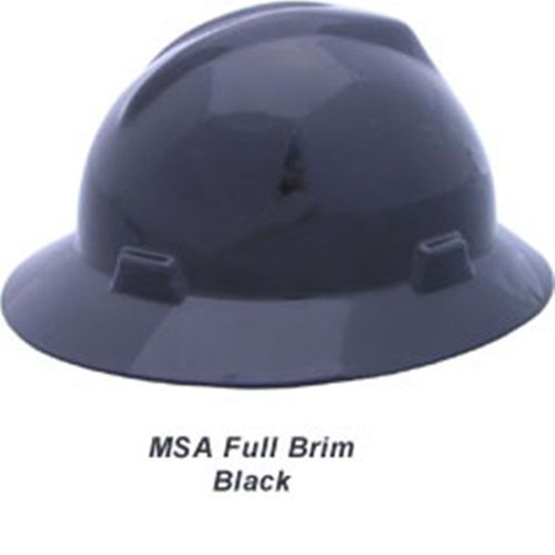 NEW MSA Full Brim V-Guard Hard Hat with Ratchet Suspension - Black