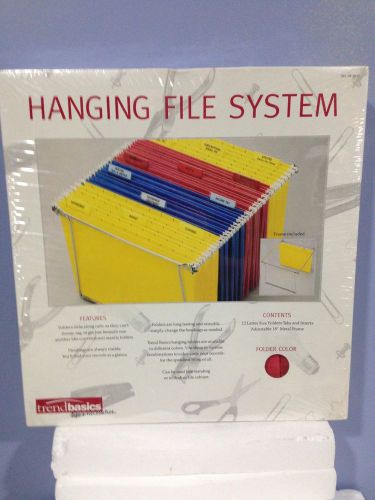NEW! Hanging File Folder System - 12 RED, Letter Size Folders w/18&#034; Metal Frame