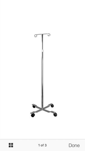 Rolling 2-Hook 4-Leg Chrome Plated IV Stand Pole Wheeled I V Poles I.V. Cart