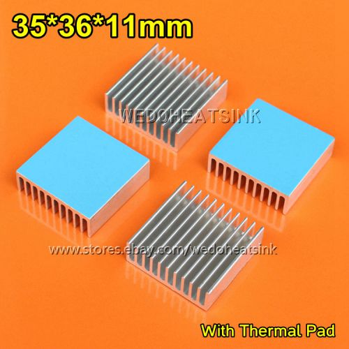 10pcs 35x36x11mm Aluminum Heat Sink Radiator With Blue Thermally Conductive Tape