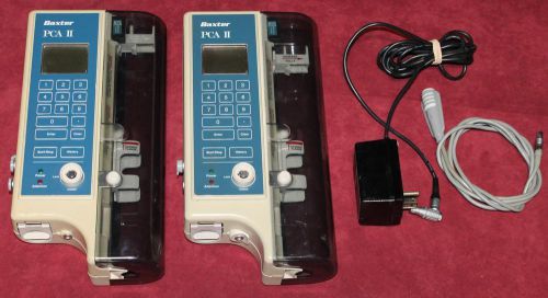 Pair of Baxter PCA II IV Infusion Pumps Patient Button AC Adapter Parts Repair