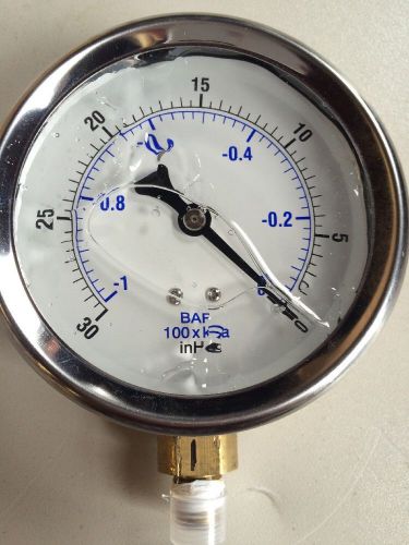 Vacuum Pressure Gauge 30-0 Hg 1-0 BAR 100 x kPa 3 1/2&#034; Dial FREE SHIP $1AEB$
