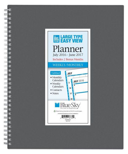 Blue Sky 2016-2017 Academic Year Weekly &amp; Monthly Planner Wire-O Binding 8.5&#034;...