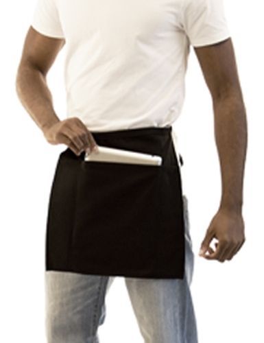 3 waist apron server  waiter waitress black apron fits large tablets free ship for sale