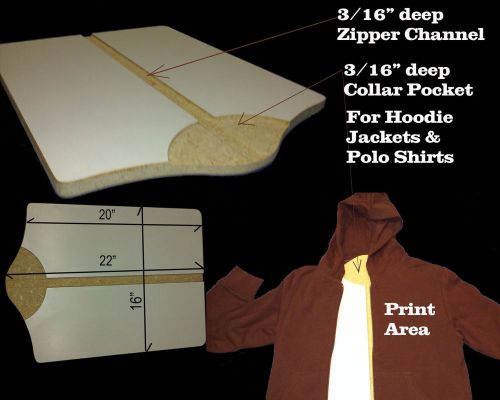 screen printing,pallet,platen board,3/4&#034; w/ Zipper,Groove,collar pocket,t-shirts