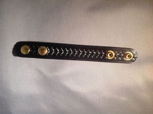 New boston leather basketweave single belt keeper - brass snap 5492 duty gear for sale