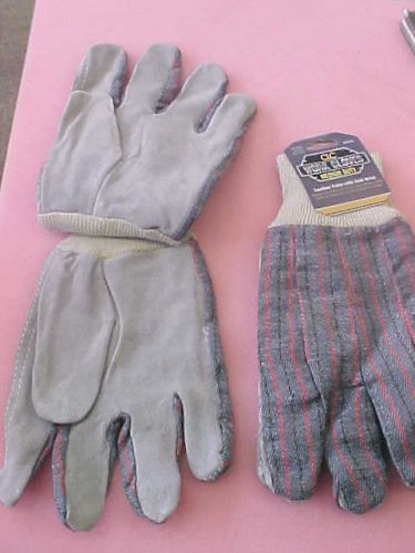 F1 Lot of 2 pair CLC Work Gloves leather palm one size fits all work glove
