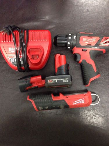 Milwaukee 2408-20 3/8&#034; 12V Li-ion M12 Hammer Drill Driver With Battery