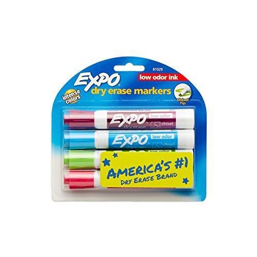 Expo 2 low-odor dry erase markers, chisel tip, 4-pack, fashion colors (81029) for sale