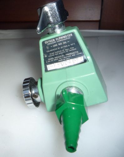Oxygen FLOWMETER, green body,used, 1-15 lpm, AIRCO, w/ DISS fem Connector hex